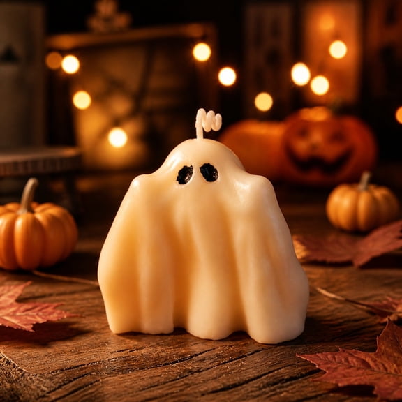 Halloween Ghost Scented Candle 3.9 Inch - Natural Soy Wax Aromatherapy Tabletop Decor with Spooky Shape for Home, Party, Gift