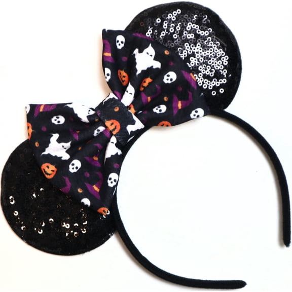 Halloween Ghost Sequin Mickey Minnie Ears Headband / Minnie Inspired Princess Ears / Minnie Headband