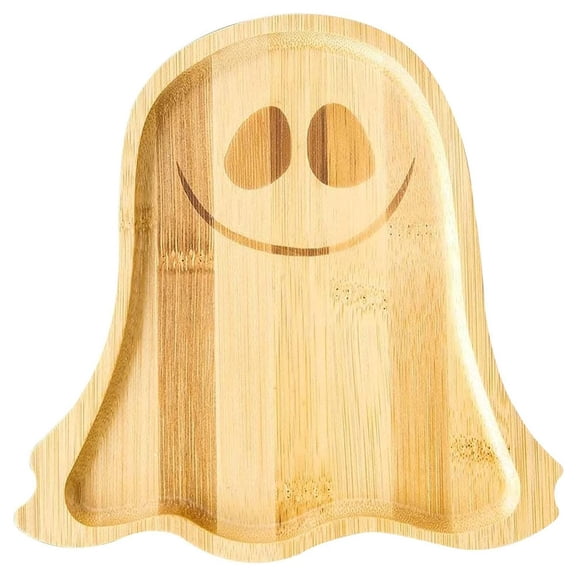 Halloween Ghost Serving Tray, Wooden Charcuterie Board, Cheese Cutting Board for Home Party Dinnerware