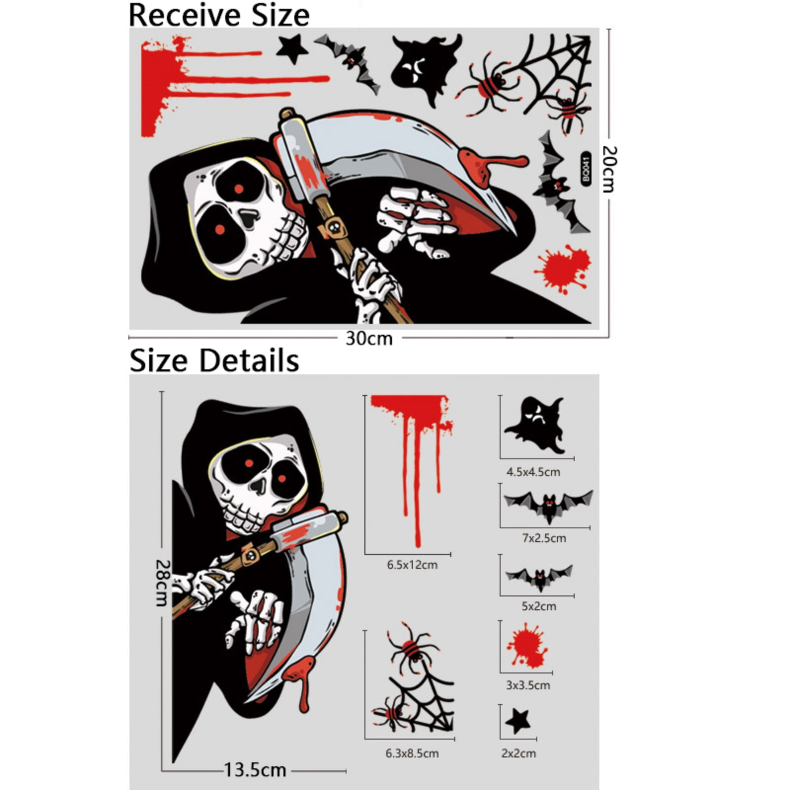 Halloween Ghost Ghost Shadow Window Stickers Witch Death Bat Skeleton