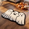 thumbnail image 1 of Halloween Ghost Shaped Bath Mat, Super Absorbent Bathroom Rug, Non-slip Quick-drying Shower Floor Pad, Soft Comfortable Foot Mat, Spooky Festival Home Bathroom Decor Carpet (19.69*31.50in), 1 of 6