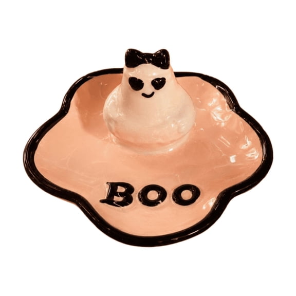 Halloween Ghost Shaped Ceramic Trinket Dish for Jewelry Storage & Home Decoration