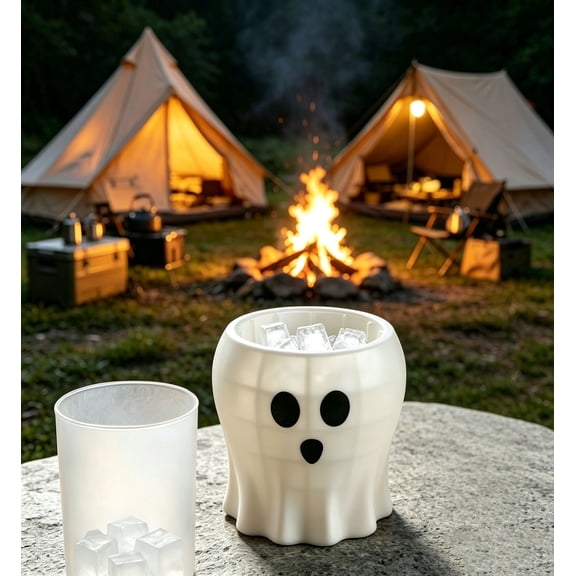 Halloween Ghost Shaped Silicone Ice Tray, Spooky Freezer Mold for Cocktail Beverage, Funny Ice Maker for Home Bar Party Use, BPA Free​