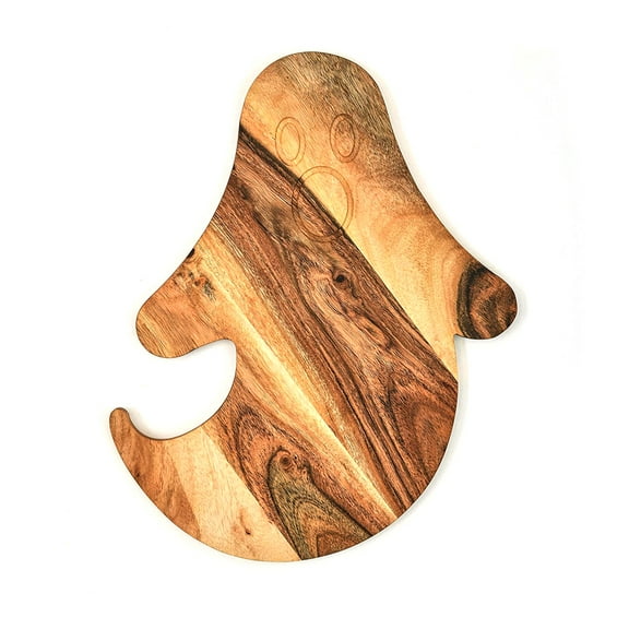 Halloween Ghost Shaped Wood Cutting Board for Kitchen, Charcuterie Platter for Cheese, Halloween Serving Boards Gift (Ghost Board- L x W 14 x 10 Inch)