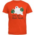 thumbnail image 1 of Halloween Ghost Sheet Faced Orange Adult T-Shirt, 1 of 5