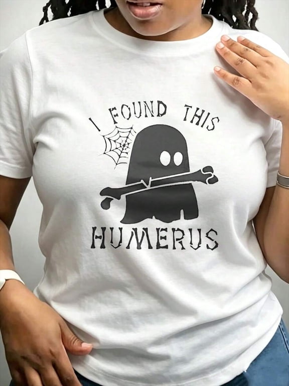 Halloween Ghost Shirt I Found This Humerus Bone Funny Skeleton Spider Web Graphic T-Shirt Holiday Party Costume Top For Women Men