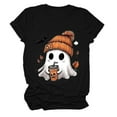 thumbnail image 1 of Halloween Ghost Shirts for Women Casual Short-Sleeved Ghost Print T-Shirt Retro Fall Spooky Season Tees Tops, 1 of 6