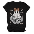 thumbnail image 1 of Halloween Ghost Shirts for Women Casual Short-Sleeved Ghost Print T-Shirt Retro Fall Spooky Season Tees Tops, 1 of 5