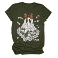 thumbnail image 1 of Halloween Ghost Shirts for Women Casual Short-Sleeved Ghost Print T-Shirt Retro Fall Spooky Season Tees Tops, 1 of 5