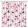 thumbnail image 1 of Halloween Ghost Shower Curtain Cartoon Cute Ghost Pumpkin Bat Stars Funny Holiday Happy Halloween Blush 36x70(WxH) Inches Bathroom Decor Fabric Curtain with Hooks, 1 of 6