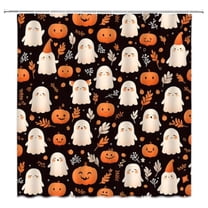 Halloween Ghost Shower Curtain Cute Pumpkin Spooky Retro Leaves Funny Cartoon Fabric for Bathroom Decor Bathtub with Hooks 72x72 inch