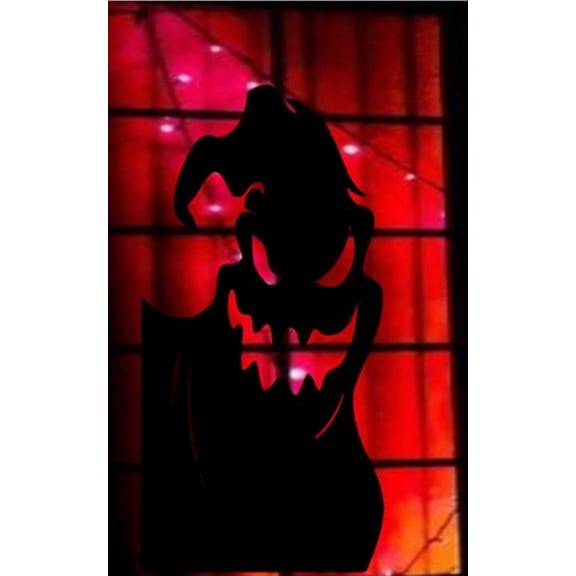 Halloween Ghost Silhouette Window Reusable Decal, Spooky Face Design, 23 x 11.5 inches, Black
