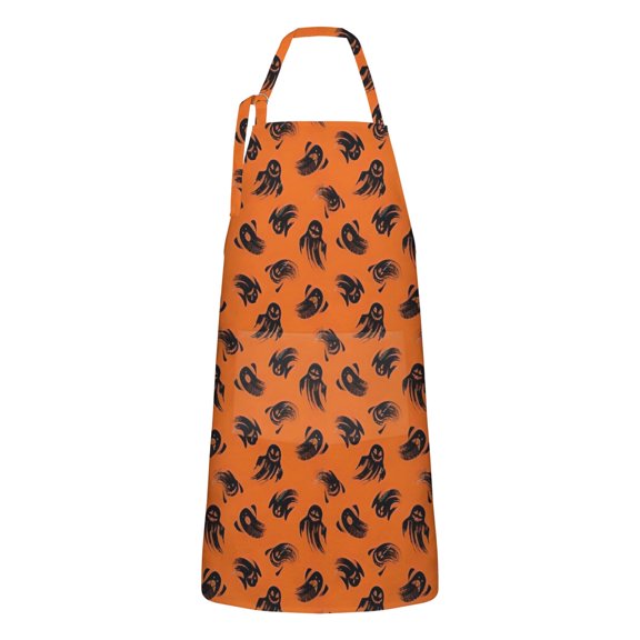 Halloween Ghost Silhouettes Apron-Garden Aprons for Women with Pockets-Cotton Linen Waterproof Kitchen Cooking Gardening Aprons Adjustable for Kitchen,Cooking,BBQ and Salon 32"x27"