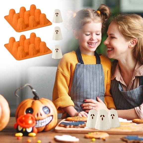 Halloween Ghost Silicone Mold Chocolate Mold Food Grade Silicone Candy Mold Non Stick Flexible DIY Baking Mold for Chocolate Jelly Fondant Ice Cubes Halloween Party Christmas Treats
