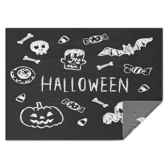 Halloween Ghost Skull Bat Spider Table Cover Waterproof Spillproof Tablecolths Table Covers Pumpkin Skull Bat Spider Rectangle Tablecloth for Halloween Party Decoration