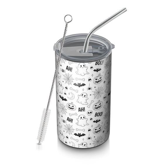 Simpl Pattern Food Halloween Ghost Skull Simple Pattern Coffee Tumbler, Vacuum Insulated ...