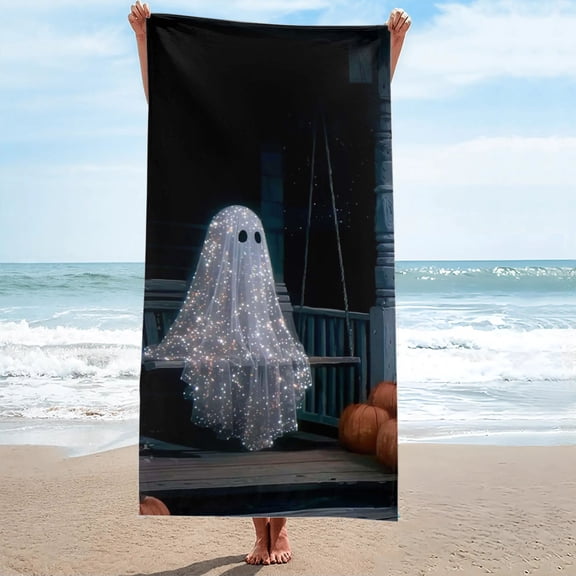 Halloween Ghost Spooky Oversized Beach Towel, Sand-Free 27.5" x 55"