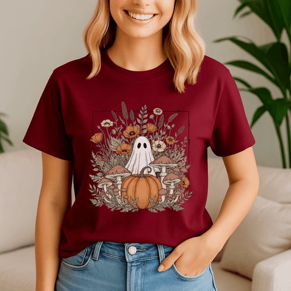 Halloween Ghost Spooky Season Retro Boho Floral Pumpkin Shirt, Thanksgiving Shirt,Turkey Tee, Holiday Gift, Happy Thanksgiving Tshirt, Turkey Day, Family Gobble ,Pumpkin Season