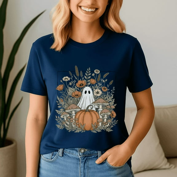 Halloween Ghost Spooky Season Retro Boho Floral Pumpkin Shirt, Thanksgiving Shirt,Turkey Tee, Holiday Gift, Happy Thanksgiving Tshirt, Turkey Day, Family Gobble ,Pumpkin Season