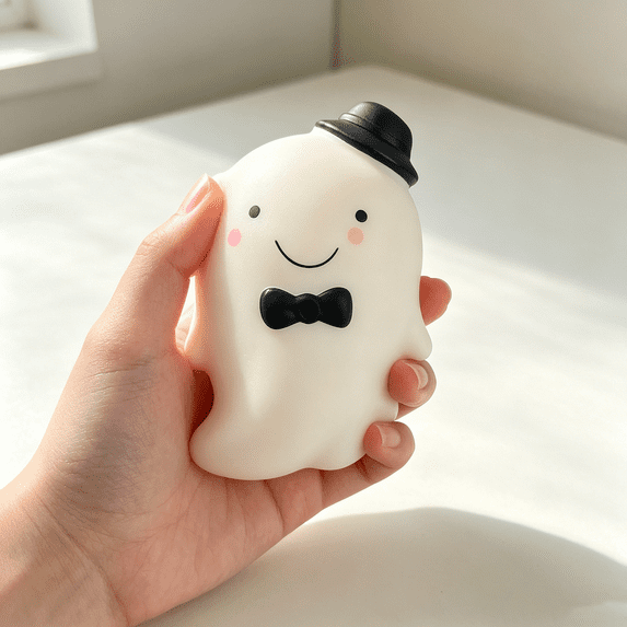Halloween Ghost Squeeze Squishy Toys, Halloween Realistic Steamed Bun Stress Relief Sensory Ball, Soft Halloween Stress Ball (1pc)