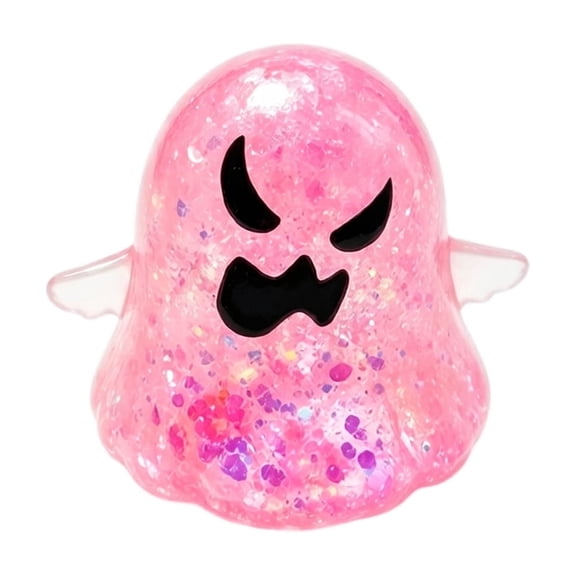 Halloween Ghost Squishy Glitter Spooky Ghost Squeeze Stress Ball Cute Slow Rising Anxiety Relief Sensory Tool Realistic Giant Halloween Squishies Dough Clay for Home Office Adults (Pink)