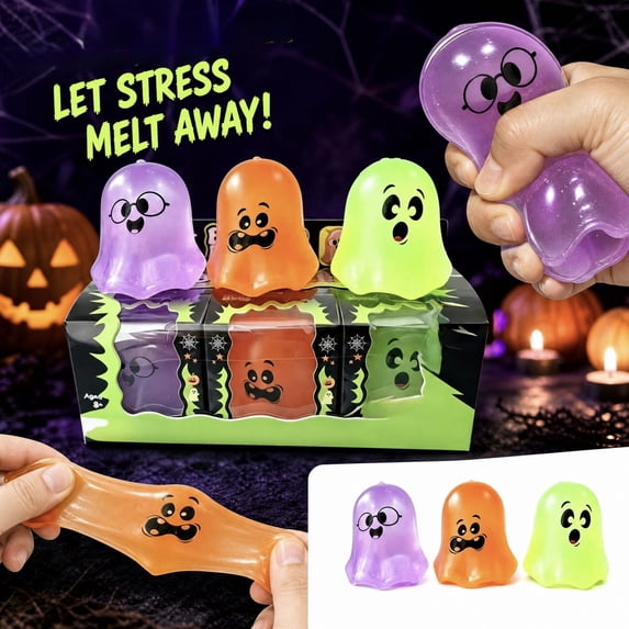 Halloween Ghost Squishy, Slow Rising Maltose Squeeze Toy for Spooky Party Favors and Desk Decor