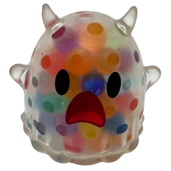 Halloween Ghost Squishy Toy with Colorful Bead Filled Design, Clear with Multicolor Beads, for Kids and Adults, Relaxation Toy