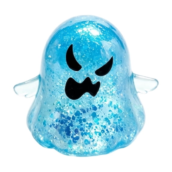 Halloween Ghost Squishy Toy with Glow in The Dark Glitter Design, 1-Pack, Light Blue, for Halloween Party Favors for Kids