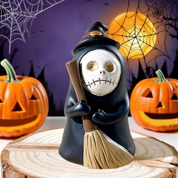 Halloween Ghost Statue, Mini Ghosts Small Scary Ghost Figurines, Spooky Halloween Home Decorations, Funny Coffee Table Centerpieces Mantel Display Ornaments Indoor - Black(Style D)