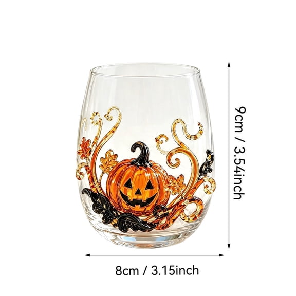 Halloween Ghost Stemless Wine Glass 2D Flat Design Festive Tumbler for Beverage Serveware Home Bar Decor Virelaxpo