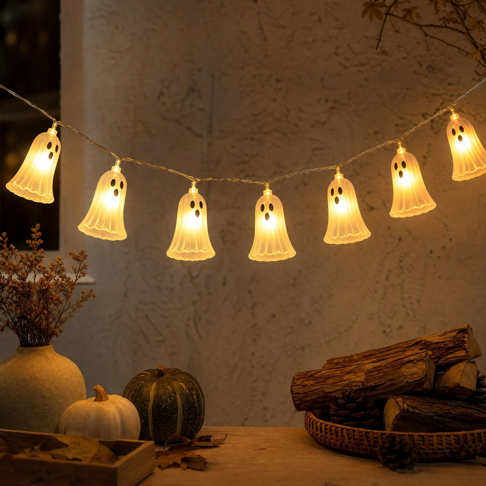 Halloween Ghost String Lights - Low-heat LED bulbs, safe and energy ...