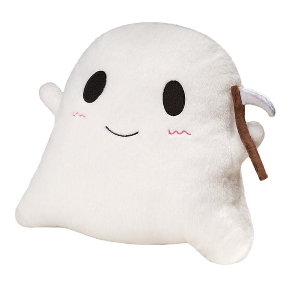 Halloween Ghost Stuffed Animal, 11.8 in White Ghost Plush Pillow, Halloween Indoor Decoration for Sofa Bedroom, Trick Or Treat Halloween Party Gift (White)