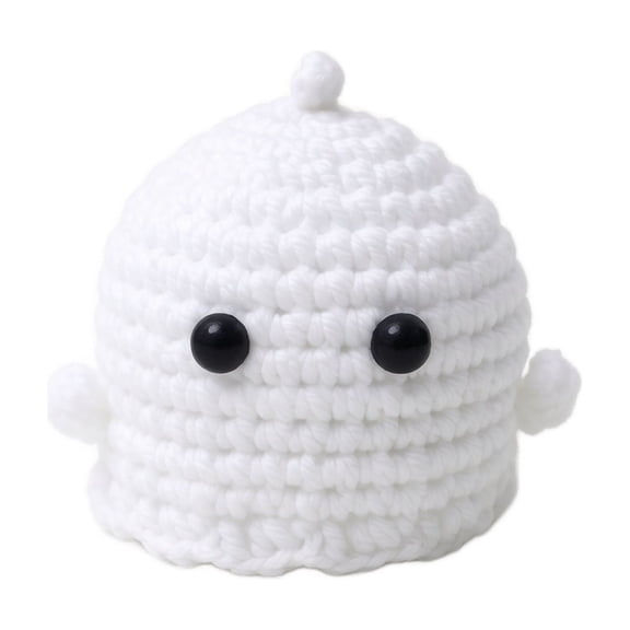Halloween Ghost Stuffed Animal, 4.33 Inch Crochet Spirit Plush with Eye Patch, Handmade Woolen Halloween Toys for Party Decor and Halloween Gifts (White)