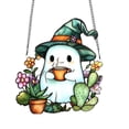 thumbnail image 1 of Halloween Ghost Suncatcher, 7.87X7.28 inch Acrylic Hanging Ornament, 2D Flat Window Pendant, Cute Halloween Wall Decor, Festive Garden Hanging Sign, Halloween Home Decoration for Party Display, 1 of 4
