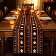 thumbnail image 1 of Halloween Ghost Table Runner, Black Orange Bat Spider Web Pattern Table Runner, Holiday Tabletop Decor, for Halloween Dinner Party, Home, Kitchen Decoration, 1 of 7
