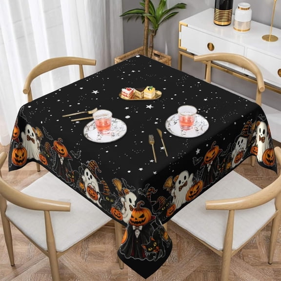 Halloween Ghost Tablecloth 54×54 Inch Square Water Resistant Washable for Indoor Outdoor Dining
