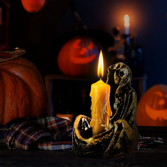 Halloween Ghost Tealight Holder Halloween Creative Pumpkin Candle Candelabra for Halloween Party Decorations Ghost Festival Decor Stable Base for Safe Use