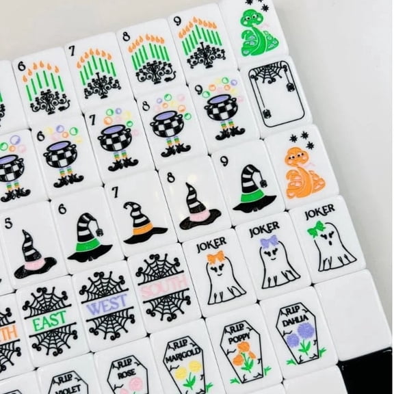 Halloween Ghost Themed 2-Layer Acrylic American Mahjong Tiles Set