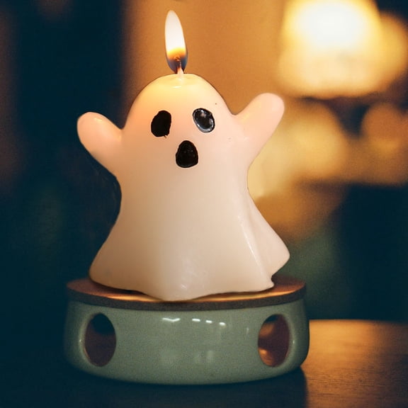 Halloween Ghost Themed Candle for Scary Home Decor, Spooky Wax Candles for Halloween Party Decorations and Festive Events