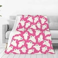 thumbnail image 1 of Halloween Ghost Throw Blanket,Hot Pink Flannel Blanket with Ghost Print, 29.53 X 39.37 Inch, Soft Sofa & Bed Decor, 1 of 6