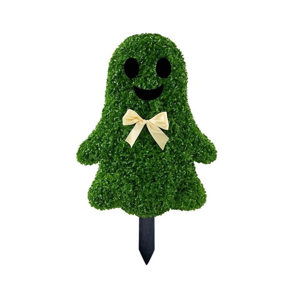 Halloween Ghost Topiary Artificial Tree with Ground Spike Outdoor Garden Yard Decor Plastic Decoration