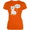 thumbnail image 1 of Halloween Ghost Treats Cat Orange Juniors Soft T-Shirt - Large, 1 of 1