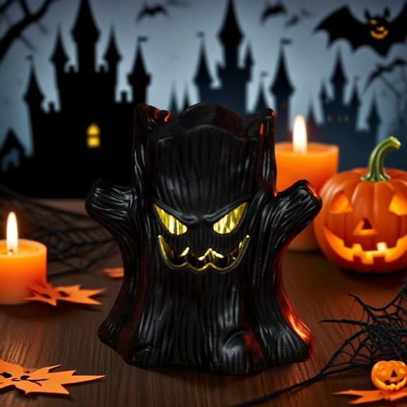 Halloween Ghost Tree Candle Lamp, 12 Inch Haunted LED Tree Centerpiece for Party Table Shelf Haunted House Display