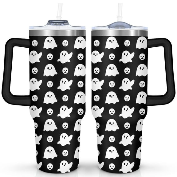 Halloween Ghost Tumbler Happy Halloween Coffee Travel Mug with Straw,Thermal with Lids for Hot and Cold Drinks for Work Travel 40 oz Boo Mug