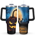 thumbnail image 1 of Halloween Ghost Tumbler Happy Halloween Pumpkin Tumbler Cup with Straw,Thermal with Lids for Hot and Cold Drinks for Daughter Son 40 oz Spooky Cup, 1 of 7
