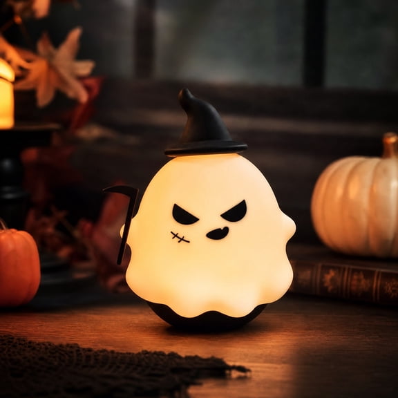 Halloween Ghost Tumbler Night Light, Soft Silicone LED Ghost Lamp with Wobble Base, Tap Control for Bedroom Party Decor, Holiday Gift