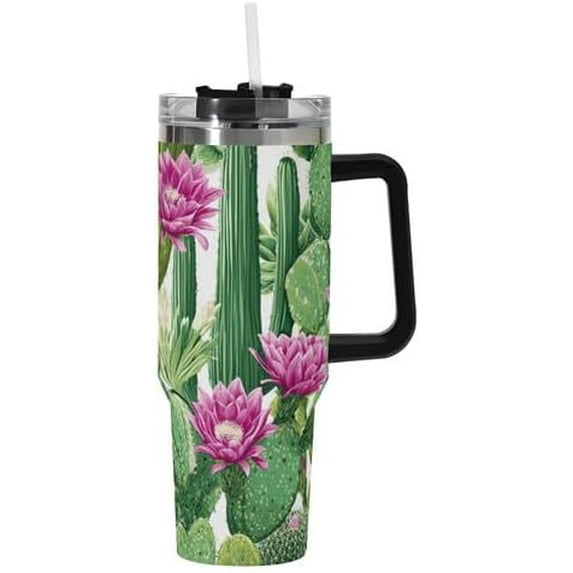 Halloween Ghost Tumbler with Handle Insulated Stainless Steel 40oz Tumbler Handle Lid Straw Halloween Mug for Hot Cold Drinks Gifts for Women Men