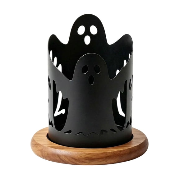 Halloween Ghost Utensil Holder for Kitchen Countertop, Cute Ghost Decor Utensil Crock, Spoons Spatulas Organizer with Non- Base for Farmhouse Kitchen,3.5x4.7 Inch
