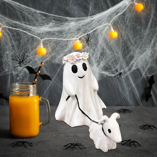Halloween Ghost Walking Dog Statue, 2026 New Ghost Walking His Ghost