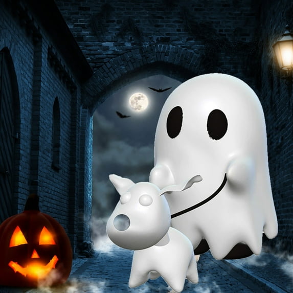 Halloween Ghost Walking Dog Statue, Newest Ghost Walking Dog Statue, Spooky Ghost Dog Figurine, Cute Halloween Decorations Indoor Outdoor, Great Gift for Family and Friends